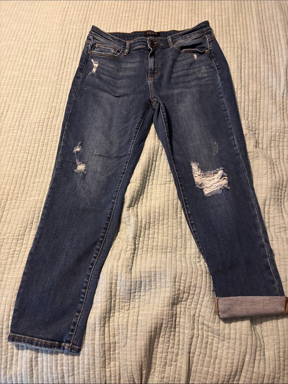 Judy Blue Boyfriend Jeans with Distressed Details